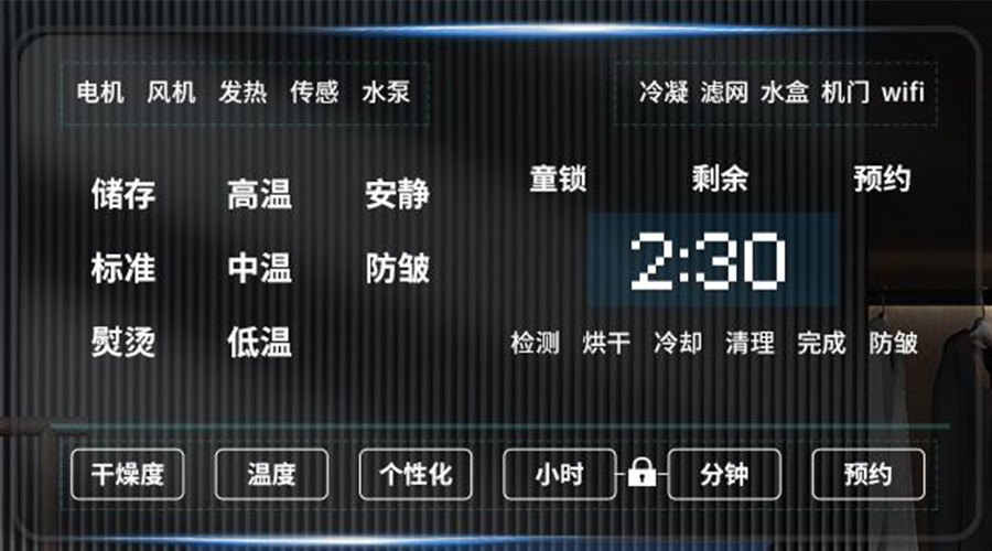 冷凝衣物烘干機(jī)擁有獨(dú)立大屏，實(shí)現(xiàn)智能快速烘干！